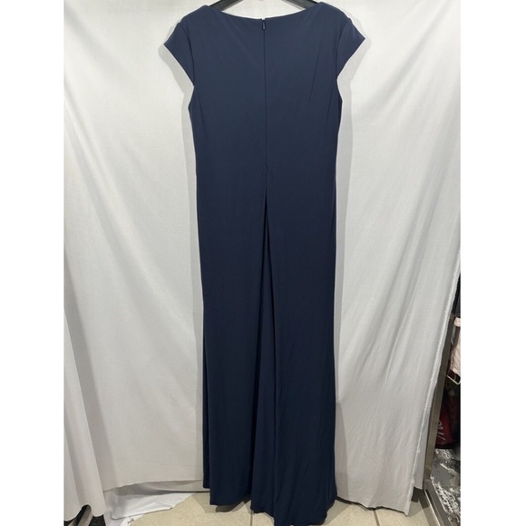 NEW $298‎ IEENA by Mac Duggal [ 12 ] Cap Sleeve V-Neck Jersey Gown in Navy - Picture 11 of 15